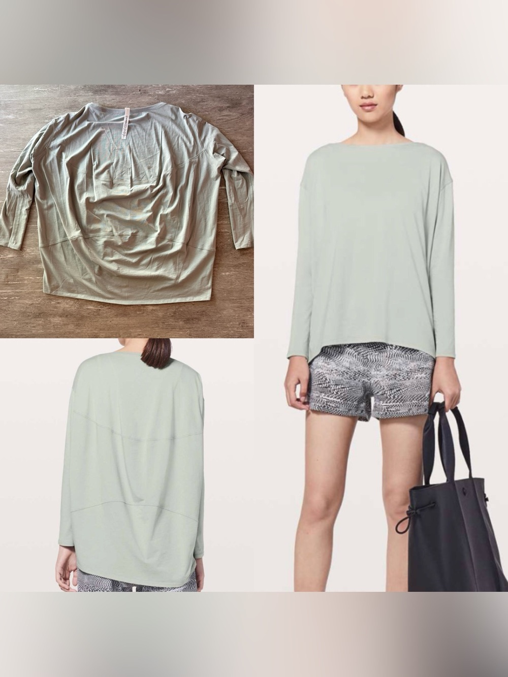 Lululemon Back In Action Long Sleeve top Jade Grey sage green like new Sz 8